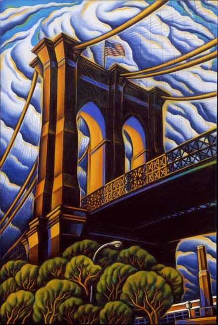 BASCOVE / BRIDGES Transporting the Metropolis , brooklyn bridge, bascove, art galleries nyc, the three tomatoes