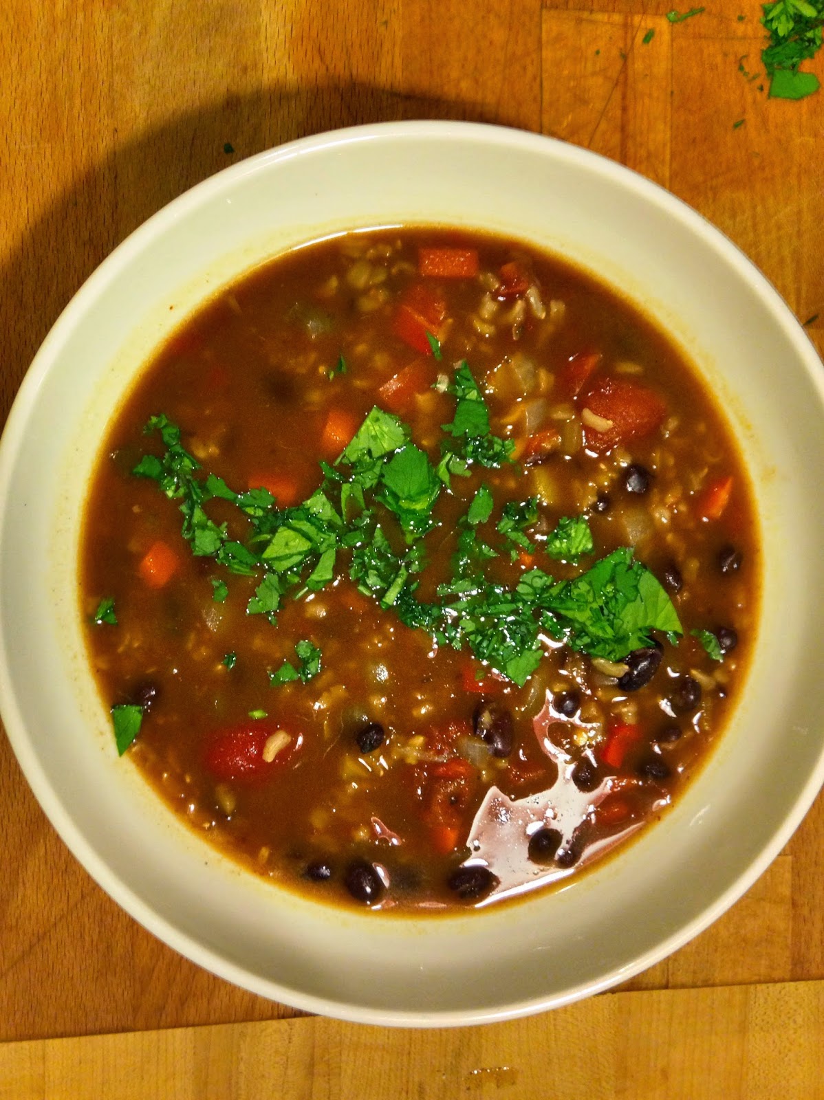 recipe: black bean and rice soup, the three tomatoes