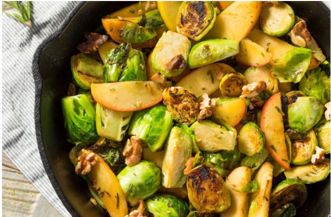 Chicken, Apple, and Brussels Sprout Bake
