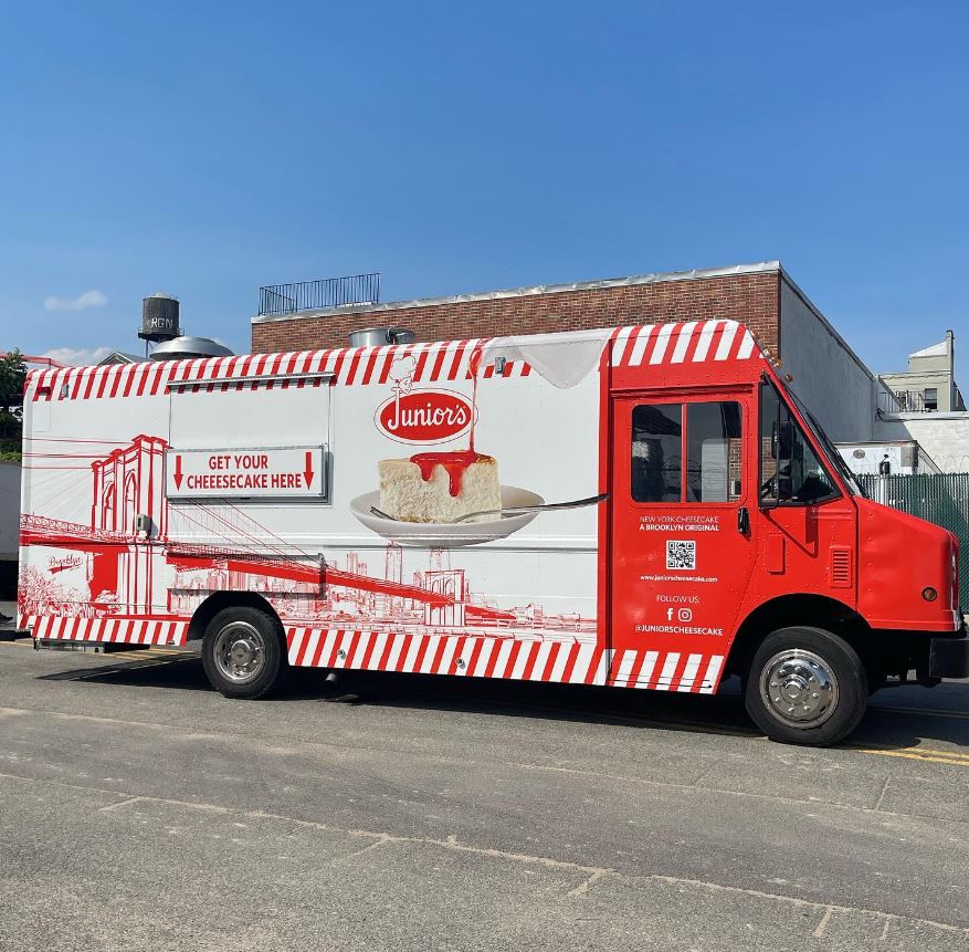junors cheesecake truck The Three Tomatoes